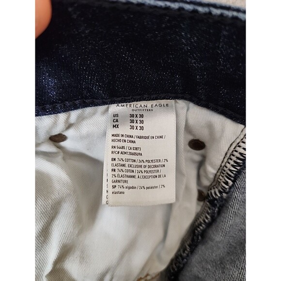 American Eagle Athletic Jeans Men 30x30 Blue Dark Wash Next Level Airflex Stretc - Picture 8 of 9